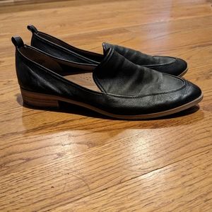 Nordstrom Susina Kellen Size 9 M Black Leather Almond Toe Slip On Loafer Shoes